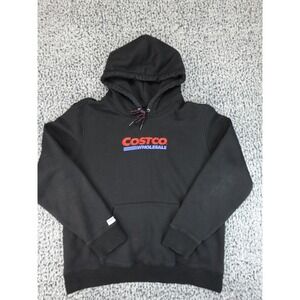 Costco Wholesale Hoodie Mens Large Black Embroidered Logo Pullover Sweatshirt